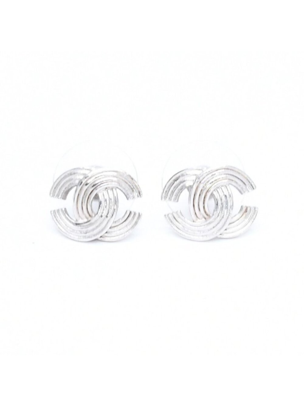 Chanel Earrings CC Logo Silver Metal